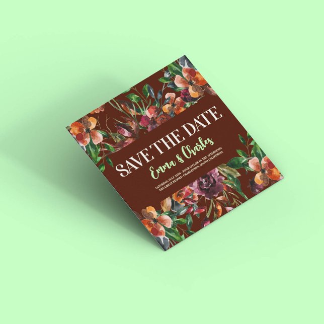 Mörk Vild Flowers Spara datum Inbjudningar (Skapare uppladdad)