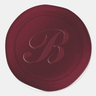 Mörk Vin Red 1 Brev Monogram Vax sälstift Runt Klistermärke