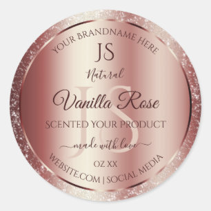 Mörk Vin Red Soft Glitter produktetiketter Monogra Runt Klistermärke
