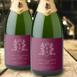 Mörk vin röd foto krona monogram bröllop