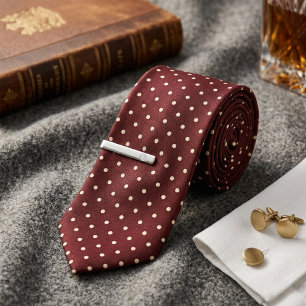 Mörk Vinröd Prickig Slips