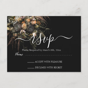 Mörk vintage blom-RSVP vykort