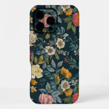 Mörk Vintage Blommigt Tuff iPhone 16 Pro Max Fodra