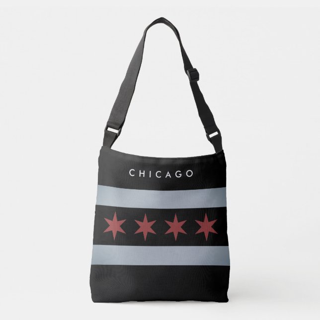 Mörk vintage Chicago flagga anpassningsbar-krockku Axelväska (Framsida)