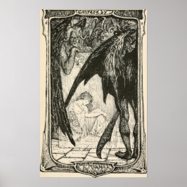 Mörk Vintage Fairy tale Bok Illustration Poster