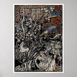 Mörk Vintage Fairy tale Bok Illustration Poster