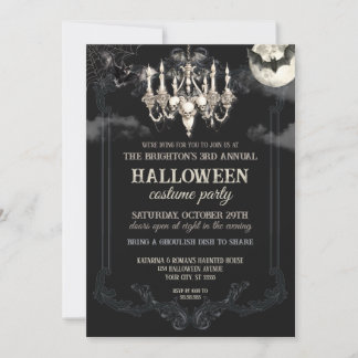 Mörk Vintage Gotisk Dödskalle Halloweenfest Skräck Inbjudningar