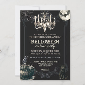 Mörk Vintage Gotisk Dödskalle Halloweenfest Skräck Inbjudningar