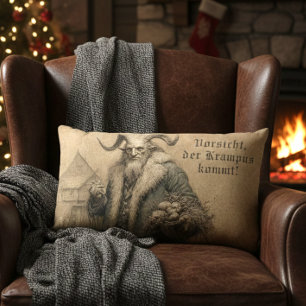 Mörk Vintage Tysk Krampus Jul Lumbarkudde