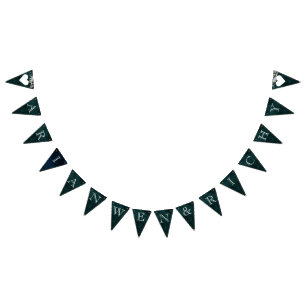 Mörk Vintage Utandning Bunting Flaggor Emerald