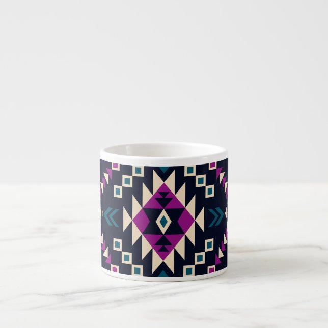 Mörk, vintagens geometri, Navajo. Espressomugg (Framsidan)
