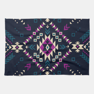 Mörk, vintagens geometri, Navajo. Kökshandduk