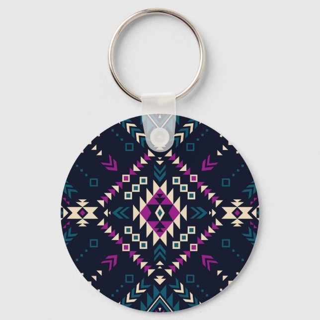 Mörk, vintagens geometri, Navajo. Nyckelring (Framsida)