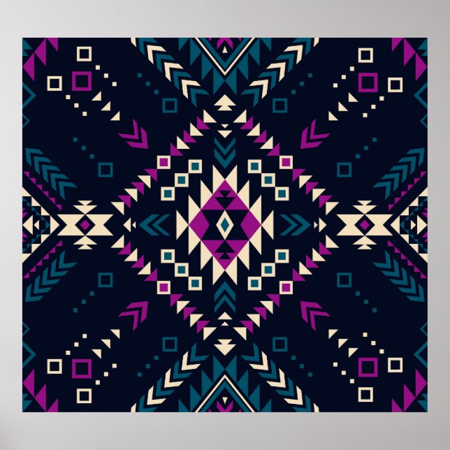 Mörk, vintagens geometri, Navajo. Poster (Framsidan)