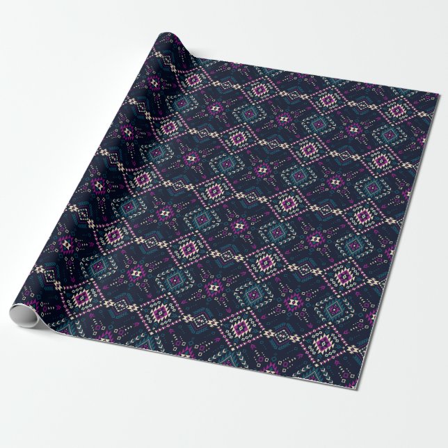 Mörk, vintagens geometri, Navajo. Presentpapper (Utrullad)