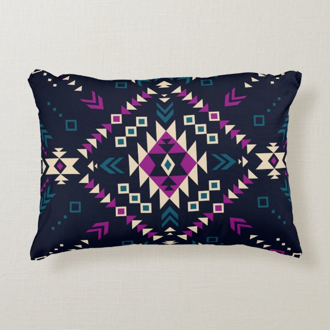 Mörk, vintagens geometri, Navajo. Prydnadskudde (Framsidan)