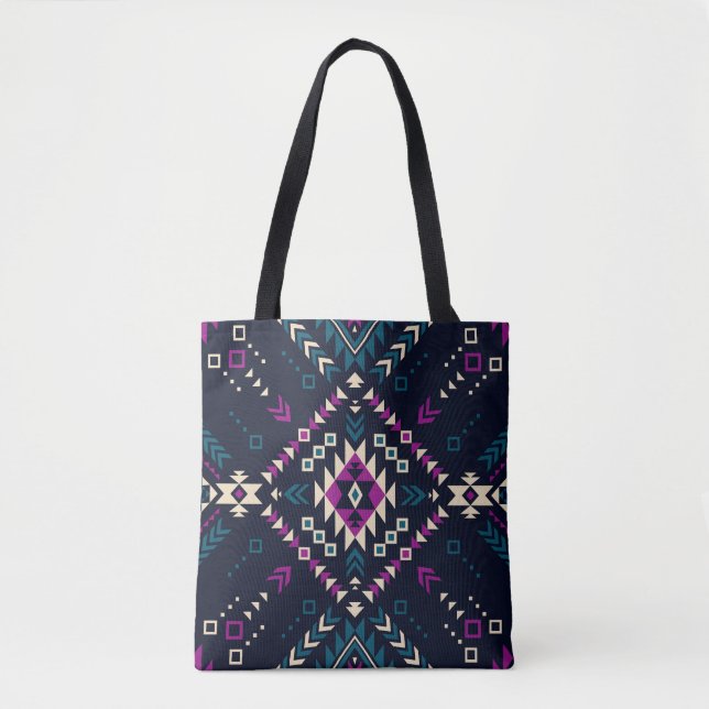 Mörk, vintagens geometri, Navajo. Tygkasse (Framsida)
