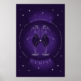 Mörk Violet Elegant Gemini Poster Porträtt