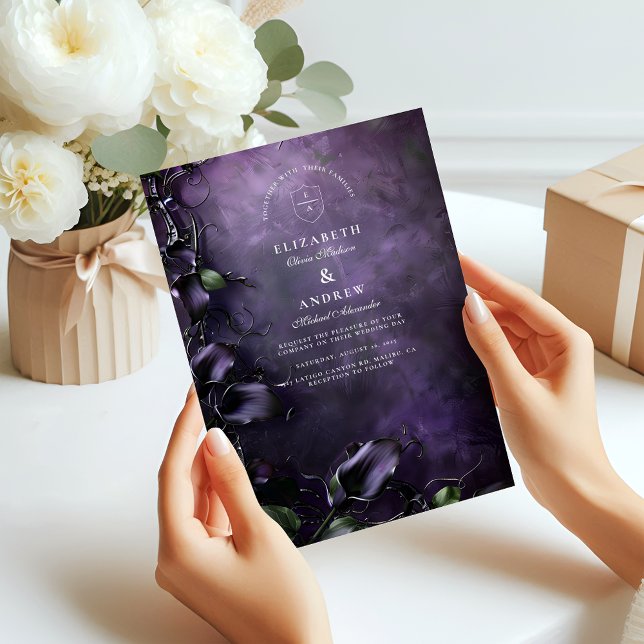 Mörk Violet Gothic Romantik Inbjudningar (Skapare uppladdad)