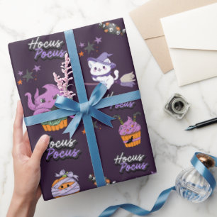 mörk violet Hocus Pocus söt Witch Cat Halloween Presentpapper