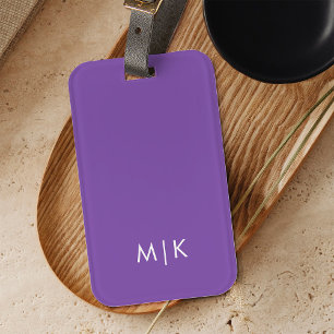 Mörk Violet Lila Modern Monogram Bagagebricka