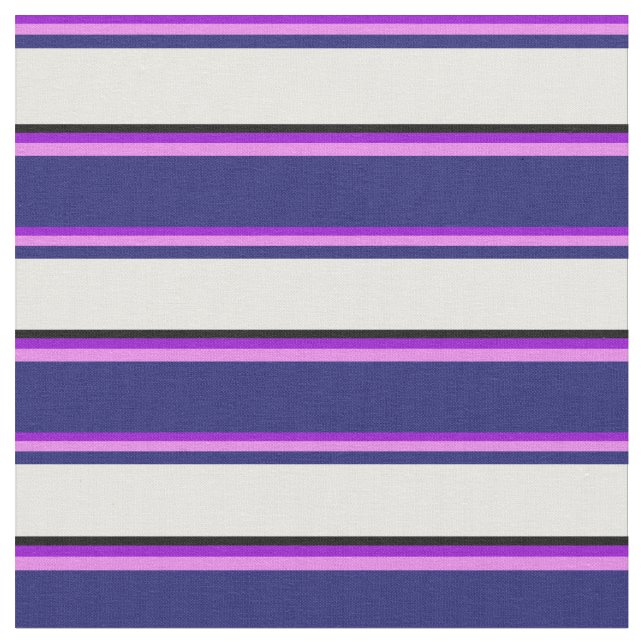Mörk Violet, Violet, Midnight Blue, White & Black Tyg (Närbild)