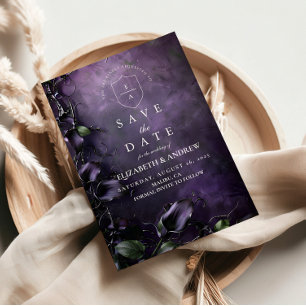 Mörk violett gotisk romantik spara datumet