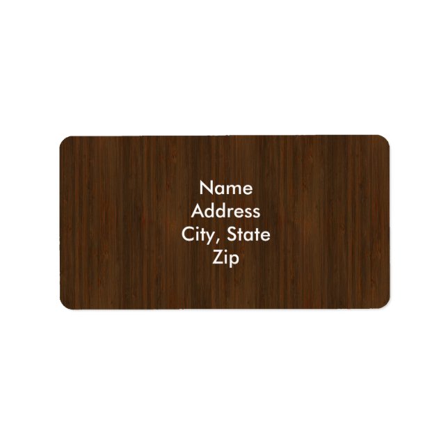 Mörk Walnut Brown Bamboo Wood Grain Adressetikett (Framsidan)
