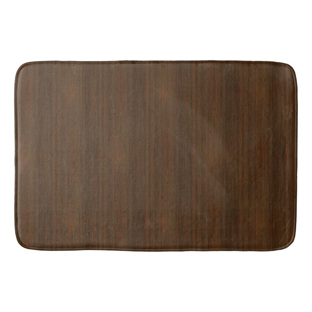 Mörk Walnut Brown Bamboo Wood Grain-utseende Badrumsmatta (Framsidan)
