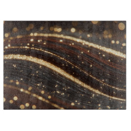 Mörk Walnut Wood Grain med mousserande floder Guld