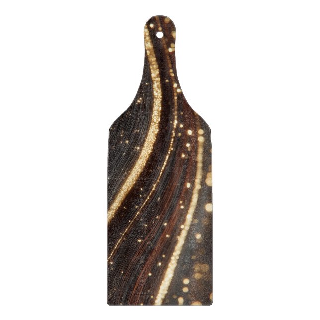 Mörk Walnut Wood Grain med mousserande floder Guld (Framsidan)