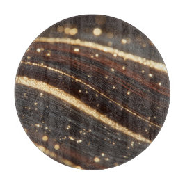 Mörk Walnut Wood Grain med mousserande floder Guld