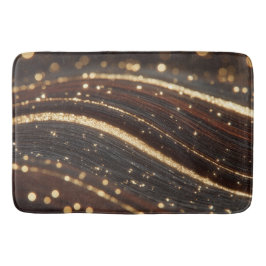 Mörk Walnut Wood Grain med mousserande floder Guld Badrumsmatta