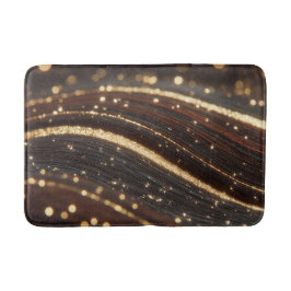 Mörk Walnut Wood Grain med mousserande floder Guld Badrumsmatta