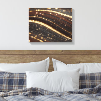 Mörk Walnut Wood Grain med mousserande floder Guld Canvastryck