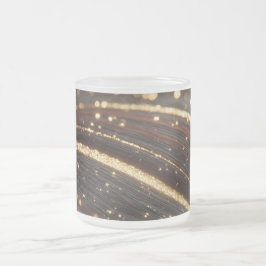 Mörk Walnut Wood Grain med mousserande floder Guld Frostad Glasmugg