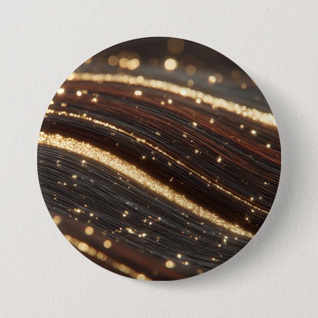 Mörk Walnut Wood Grain med mousserande floder Guld Knapp (Framsida)