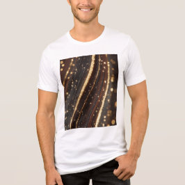 Mörk Walnut Wood Grain med mousserande floder Guld T Shirt