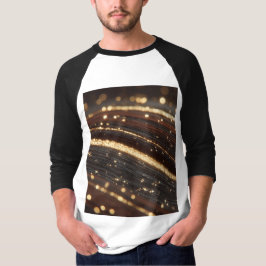 Mörk Walnut Wood Grain med mousserande floder Guld T Shirt