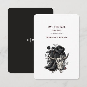 Mörk Western Cowboy Gotisk Enkel Save The Date Spara Datumet