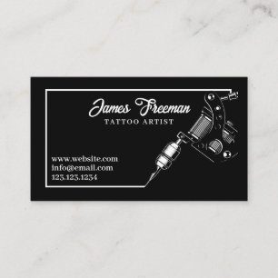 Mörk White and Black Tattoo Maskin Tattooist Visitkort