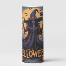 Mörk Witch and Pumpkins - Spooky Halloween Art