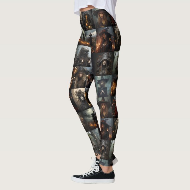 Mörk Witches Collage Leggings - Spooky (Vänster)
