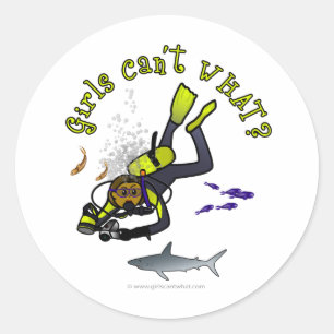 Mörk Woman Scuba Diver Runt Klistermärke