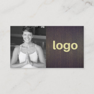 Mörk Wood Add Logotyp Photo Card Visitkort