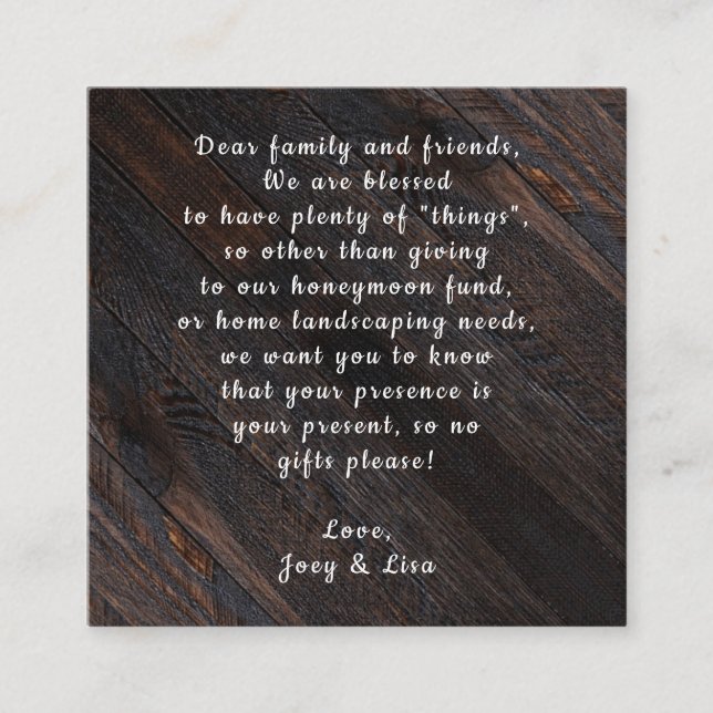 Mörk Wood Anpassningsbar Wishing well Card in Bulk Tilläggskort (Framsida)