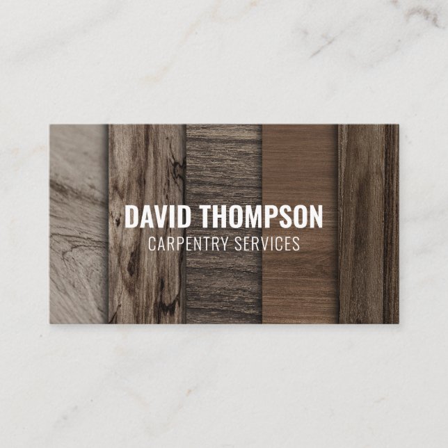 Mörk Wood Grain Professionell Carpenter Woodworker Visitkort (Framsida)