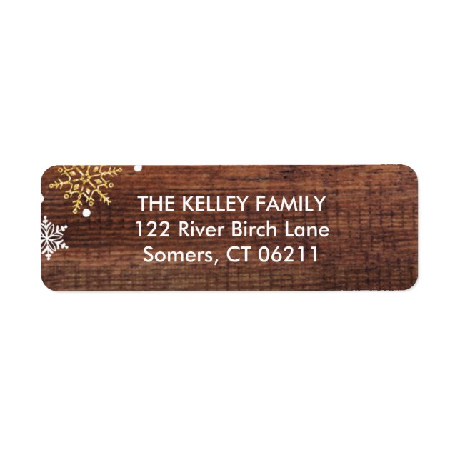 Mörk Wood Helgdag-adressetikett Returadress Etikett (Framsidan)