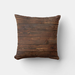 Mörk Wood Planks Polyester Dekorativ kudde 16 tum