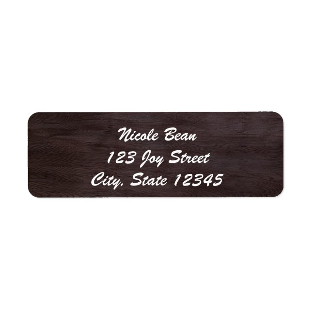 Mörk Wood Rustic-inbjudan Returadress Etikett (Framsidan)